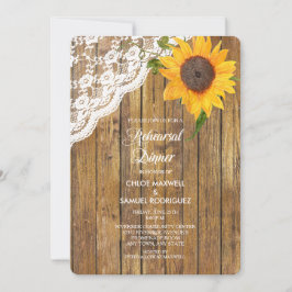 Sonnenblumen Spitzenholz Probe Abendessen Einladun Einladung