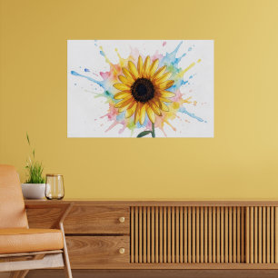Sonnenblumen-Splash-Art-Blumenkunst-Druck Poster