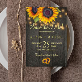 Sonnenblumen Stallholz Save the Date Hochzeit