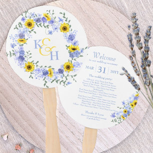Sonnenblumen Staubige Blaue Rosen Hochzeitskranz Fächer