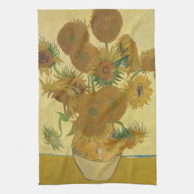 Sonnenblumen, Stillleben Ölgemälde, Van Gogh Geschirrtuch (Vertikal)