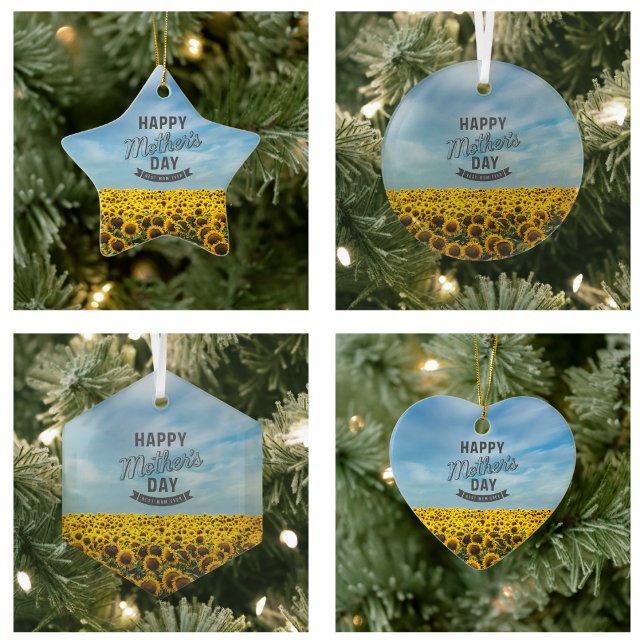 Sonnenblumen Stilvolle Elegante Wählen Sie eine Ma Keramik Ornament (Sunflowers Stylish Elegant Best Mom Ever Floral ornaments)