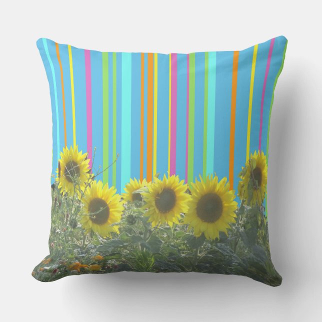 Sonnenblumen Streifen Muster Kissen Kissen (Vorderseite)