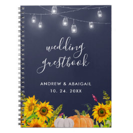 Sonnenblumen String Lights Rustic Wedbook Notizblock