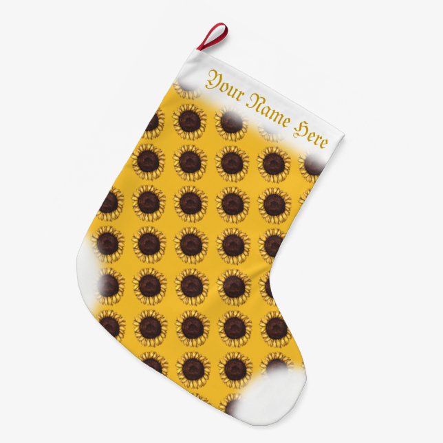 Sonnenblumen Strumpf Gold Weihnachts Strumpf Custo Großer Weihnachtsstrumpf (Vorderansicht (hängend))