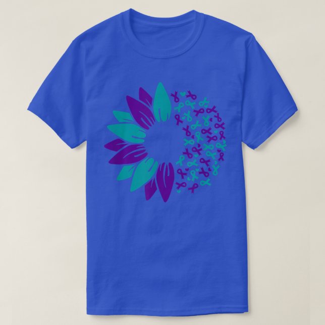 Sonnenblumen Suizidbewusstsein Prävention Lila Aqu T-Shirt (Design vorne)