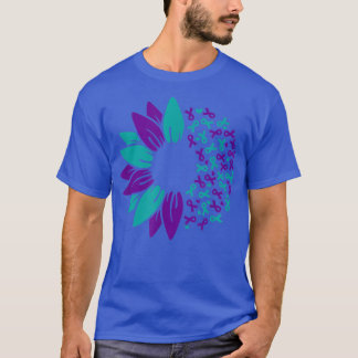 Sonnenblumen Suizidbewusstsein Prävention Lila Aqu T-Shirt