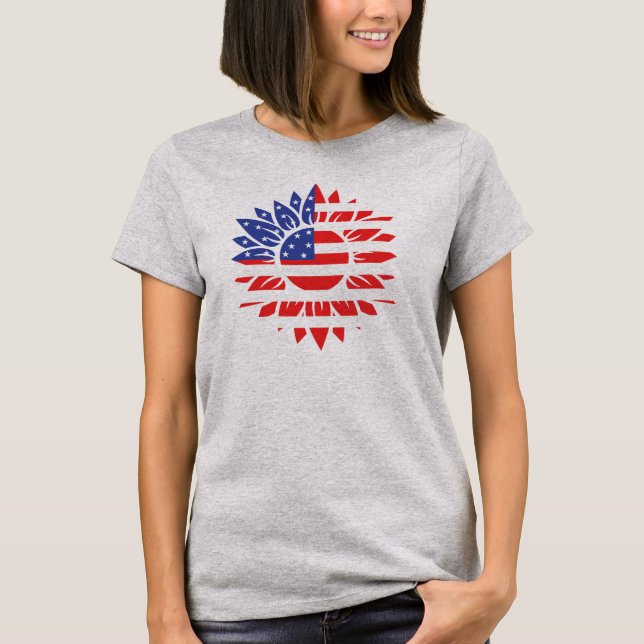 Sonnenblumen-T - Shirt der amerikanischen Flagge (Vorderseite)