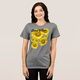 Sonnenblumen T-Shirt, Gute Laune Tri-Blend Shirt