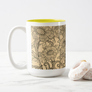 Sonnenblumen-Tasse Zweifarbige Tasse