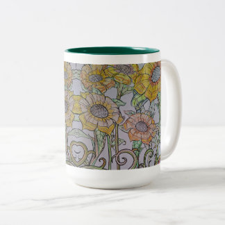 Sonnenblumen-Tasse Zweifarbige Tasse