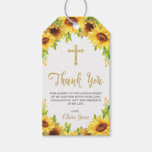 Sonnenblumen Taufe Christening Vielen Dank Geschenkanhänger