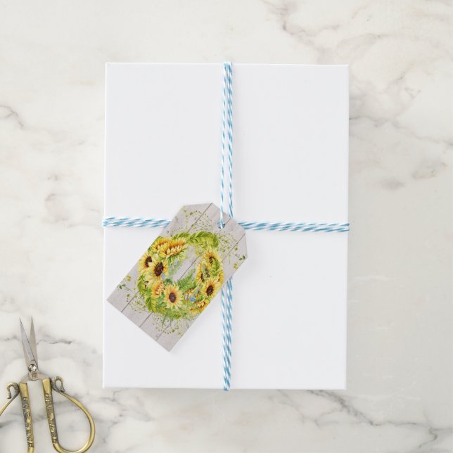 Sonnenblumen Thema Geschenketiketten Geschenkanhänger (Mit Garn)
