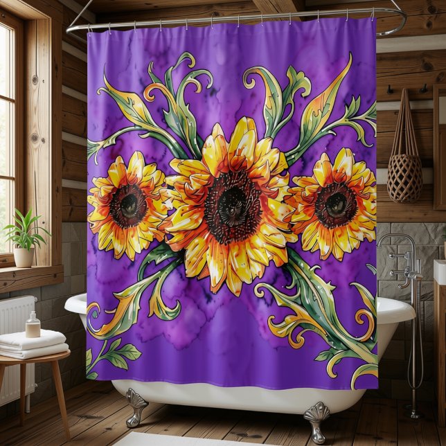 Sonnenblumen-Trio – Jugendstil Duschvorhang (Von Creator hochgeladen)