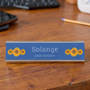 Sonnenblumen-Trio -personalisiert Schreibtischnamensplakette