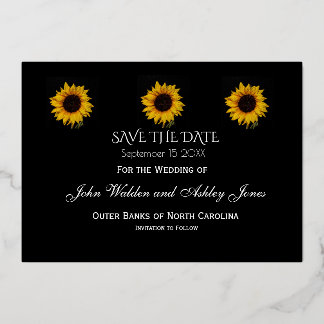Sonnenblumen-Tröpfchen Save The Date Folie Postkar Folieneinladung