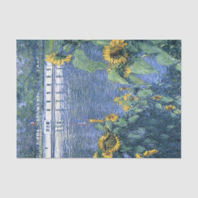 Sonnenblumen Ufer der Seine von Caillebotte Seidenpapier (Vorderseite)