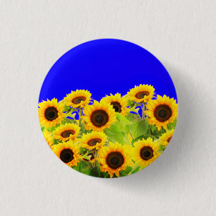 Sonnenblumen Ukraine Flaggenfarben Button - Freihe