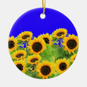 Sonnenblumen - Ukrainische Flagge Frieden Freiheit Keramik Ornament
