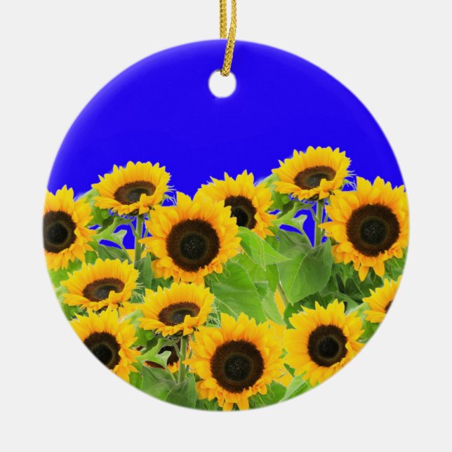 Sonnenblumen - ukrainische Flagge Friedensfreiheit Keramik Ornament (Vorne)