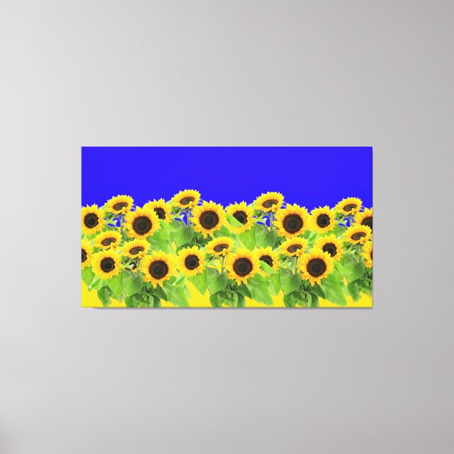 Sonnenblumen - ukrainische Flagge Friedensfreiheit Leinwanddruck (Vorderseite)