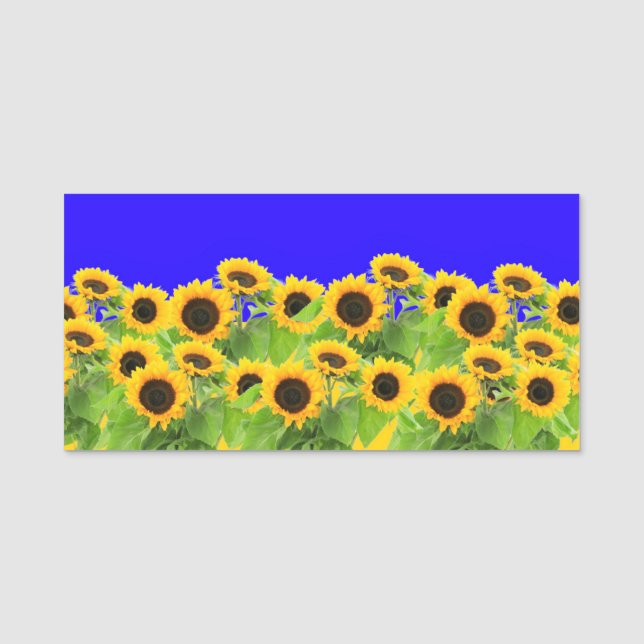Sonnenblumen - ukrainische Flagge Friedensfreiheit Namensschild (Vorderseite)