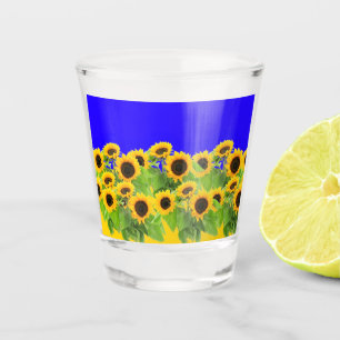 Sonnenblumen - ukrainische Flagge Friedensfreiheit Schnapsglas