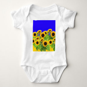 Sonnenblumen ukrainische Flaggenfarben Freiheit Uk Baby Strampler