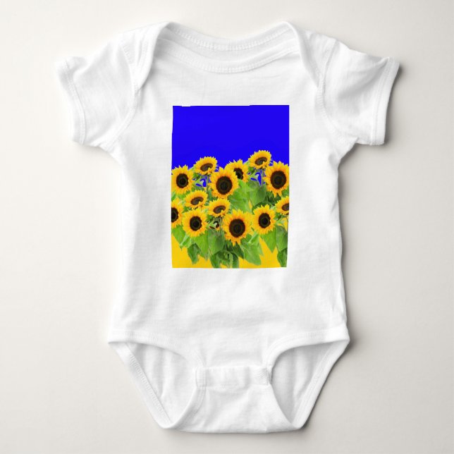 Sonnenblumen ukrainische Flaggenfarben Freiheit Uk Baby Strampler (Vorderseite)