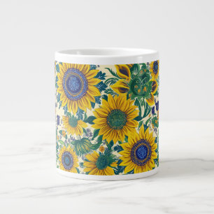 Sonnenblumen Ukrainische Petrikivka-Volkskunst Jumbo-Tasse