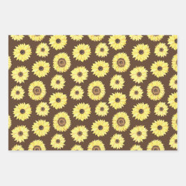 Sonnenblumen Umhüllungspapier Flachblatt Set von 3 Geschenkpapier Set