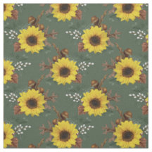 Sonnenblumen und Acorns auf Grün