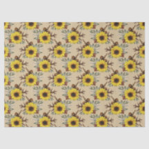 Sonnenblumen und Acorns auf Tan Decoupage