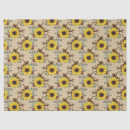 Sonnenblumen und Acorns auf Tan Decoupage Seidenpapier