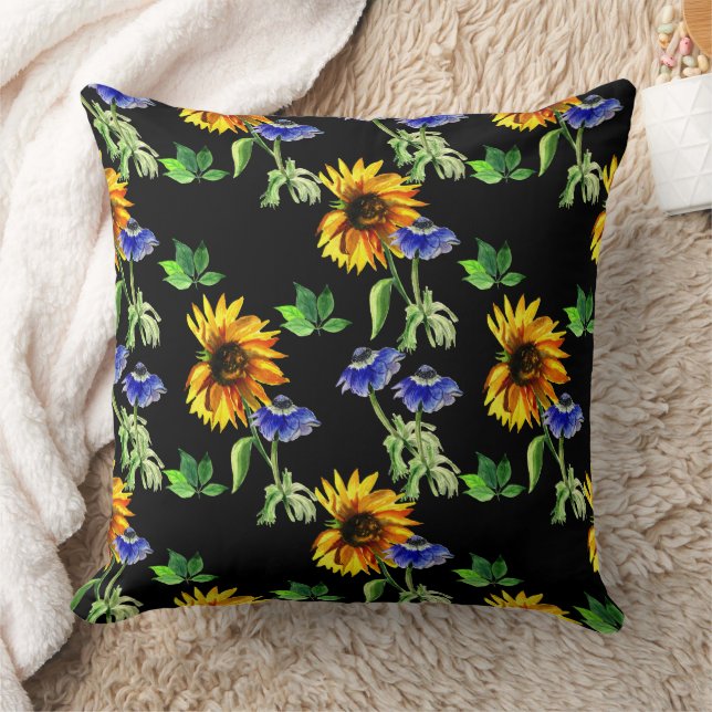 Sonnenblumen und Anemonen Kissen (Decke)