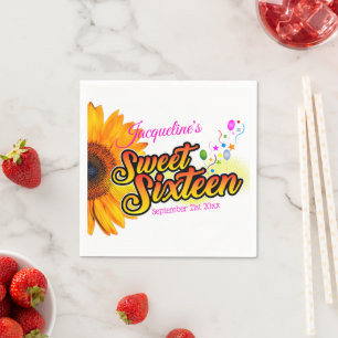 Sonnenblumen und Balloons auf der Weißen 16 . Gebu Serviette