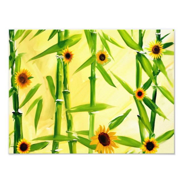Sonnenblumen und Bambus Fotodruck (Vorne)