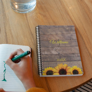 Sonnenblumen und Barnwood Personalisiert Monogram Planer