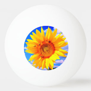 Sonnenblumen und Bienen auf Blue Sky Ping Pong Bal Tischtennisball