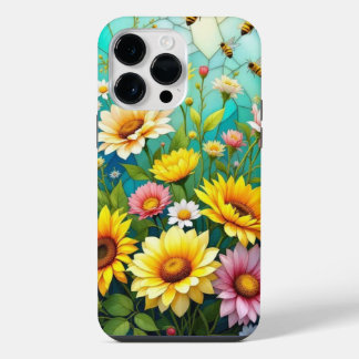 Sonnenblumen- und Bienen-Handyhülle iPhone 14 Pro Max Hülle