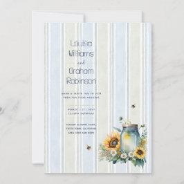 Sonnenblumen- und Bienen-Mason-Glas-Hochzeit von H Einladung