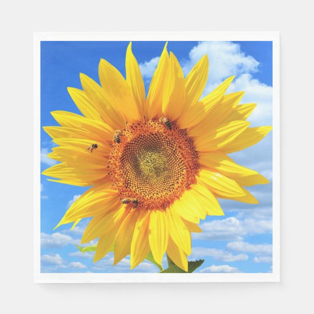 Sonnenblumen und Bienen Napkins Serviette (Vorderseite)
