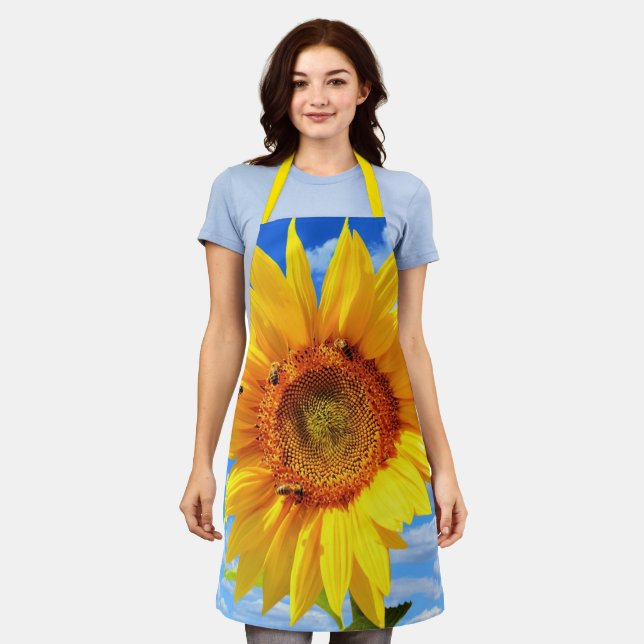 Sonnenblumen und Bienen-Schürze Schürze (Getragen)