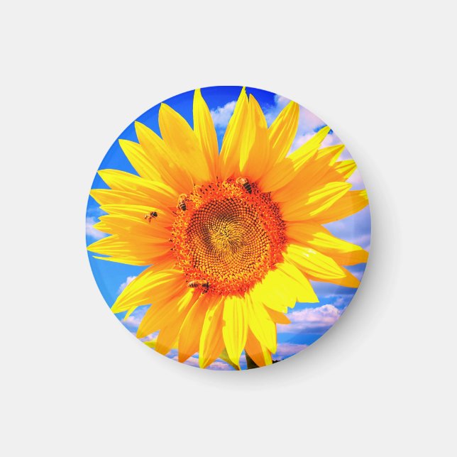 Sonnenblumen und Bienenmagazin Magnet (Vorne)