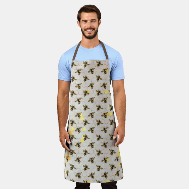 Sonnenblumen und Bienenreihen - Design Sieben Schürze (Getragen)