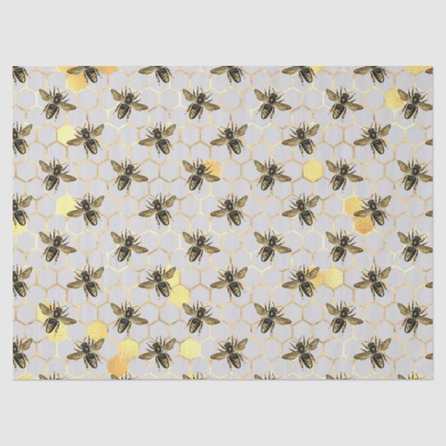 Sonnenblumen und Bienenreihen - Design Sieben Seidenpapier (Vorderseite)