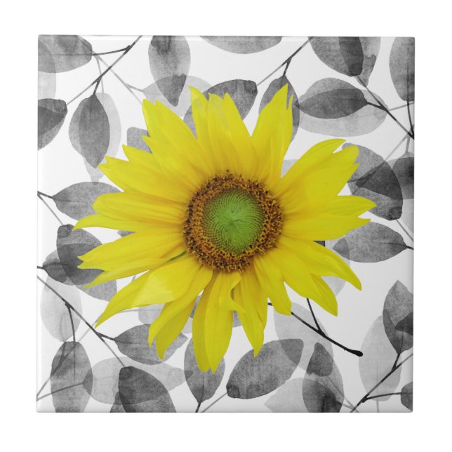 Sonnenblumen und Blätter Fliese (Vorderseite)