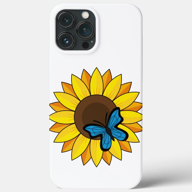 Sonnenblumen und Blauer Schmetterling Case-Mate iPhone Hülle (Rückseite)