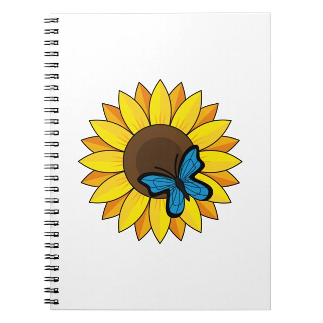 Sonnenblumen und Blauer Schmetterling Notizblock (Vorderseite)