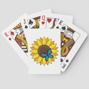 Sonnenblumen und Blauer Schmetterling Spielkarten